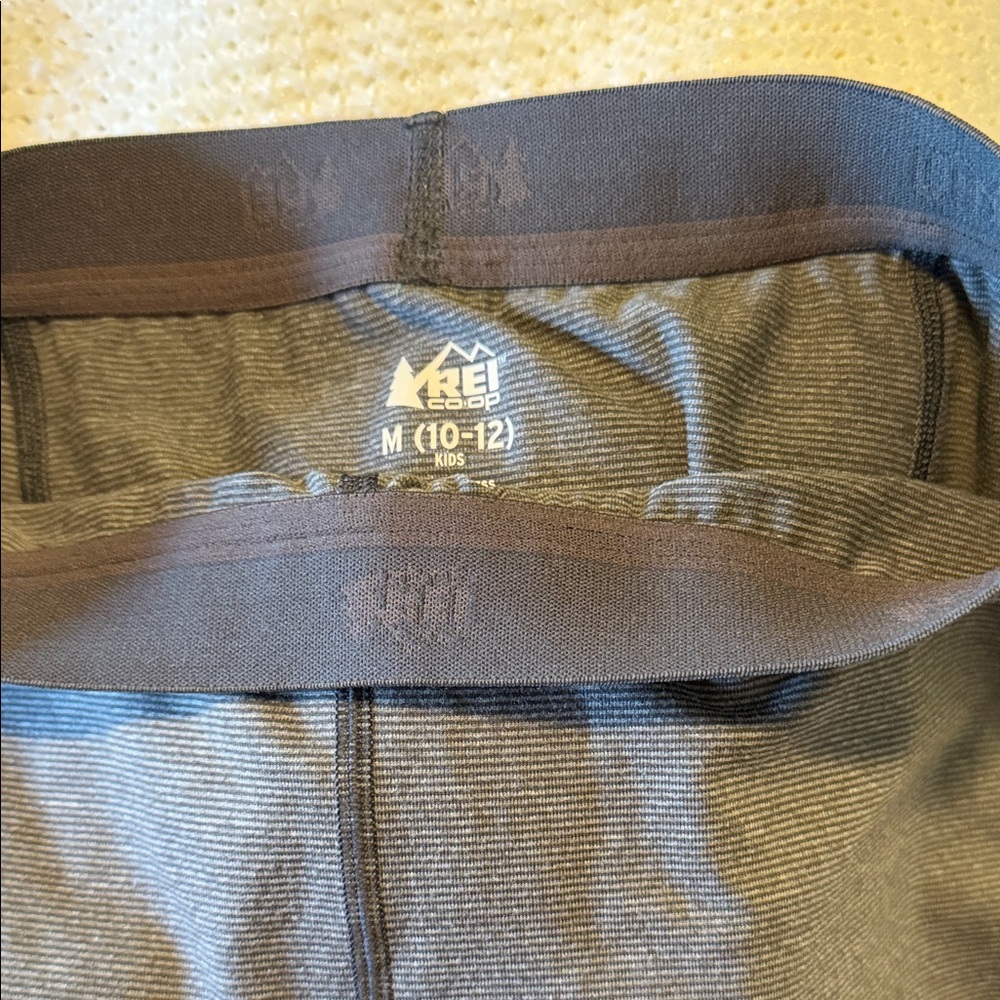 REI Co-op Kids' Striped Base Layer Bottoms - Olive Green/Charcoal